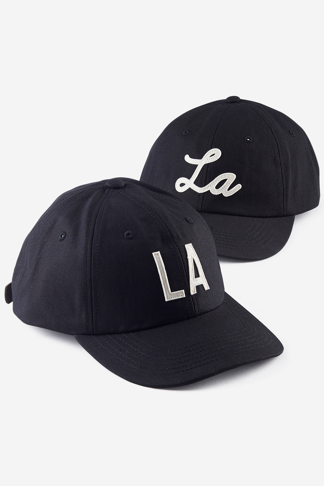 Black Twill Cursive 'La' Field Cap