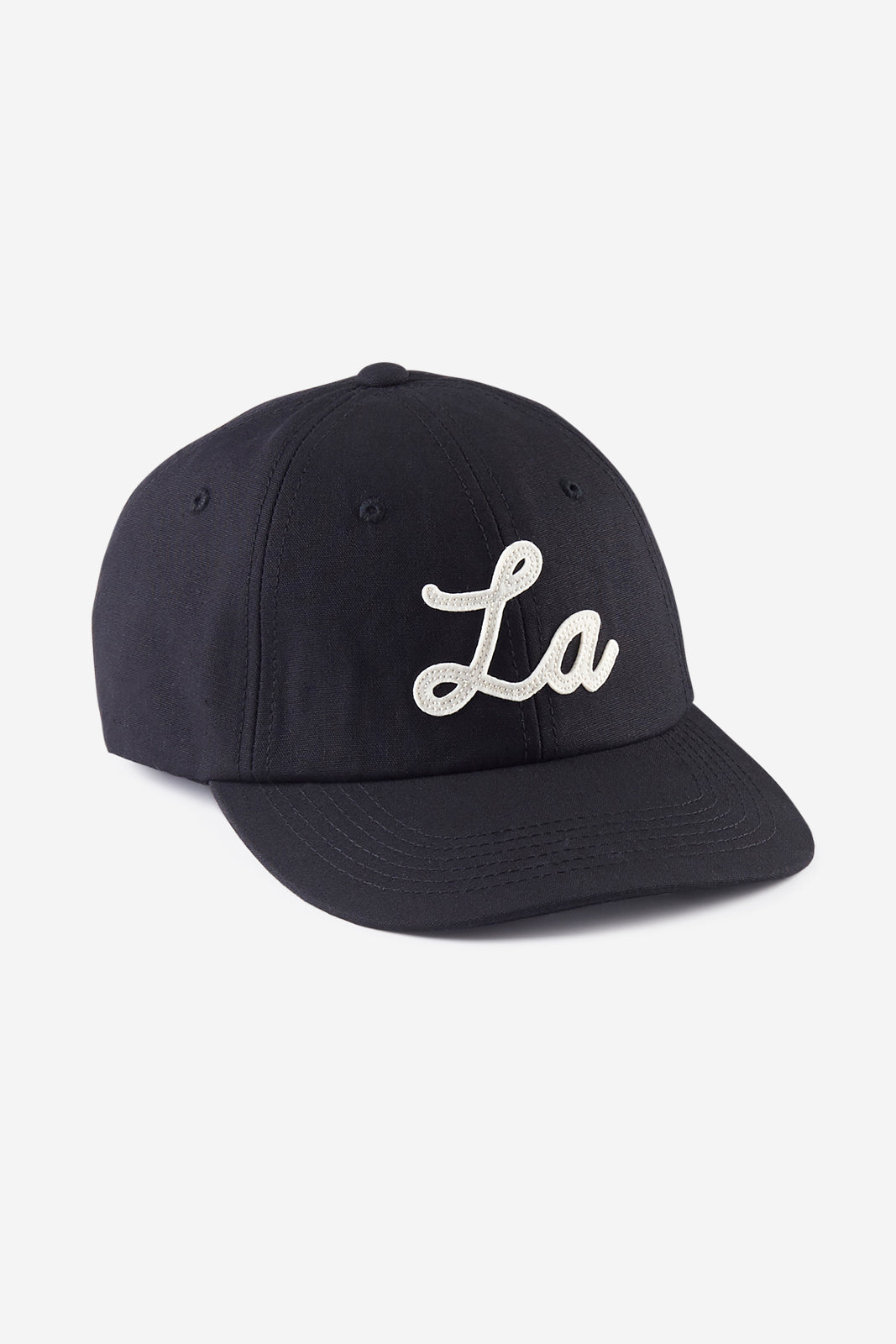 Black Twill Cursive 'La' Field Cap